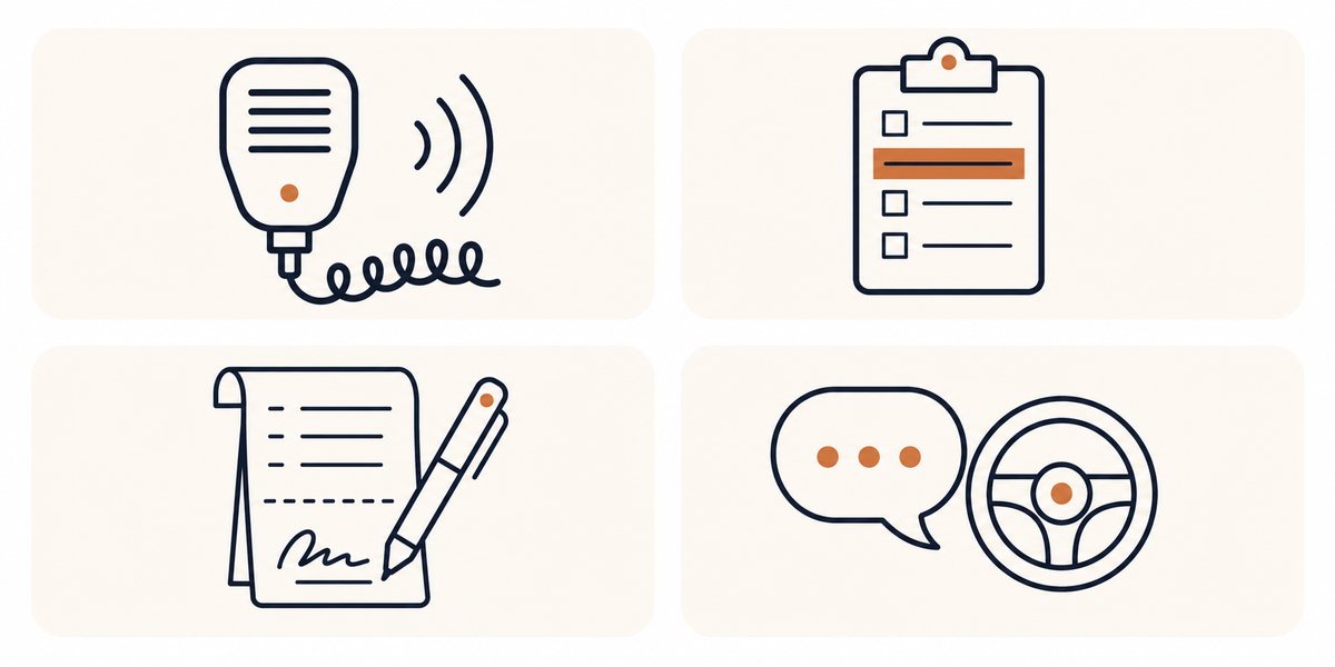 Driver language situations for CELPIP practice: dispatch, rules, reports, and spoken choices